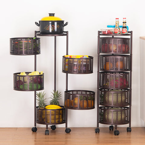 Round freestanding rotating storage shelf