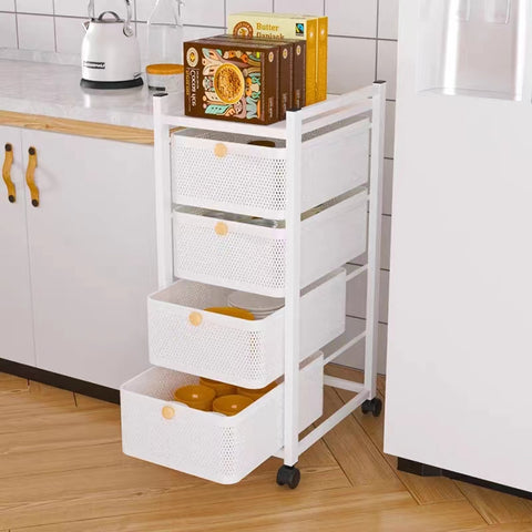 Drawer type floor storage shelf