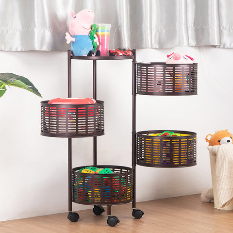 Round freestanding rotating storage shelf