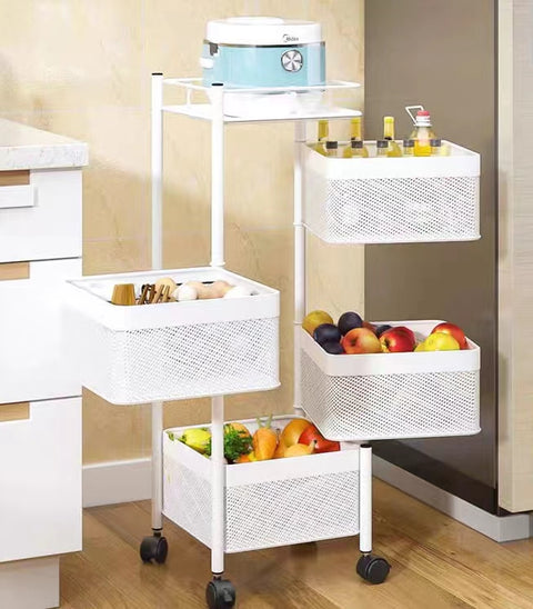 Square freestanding rotating storage shelf