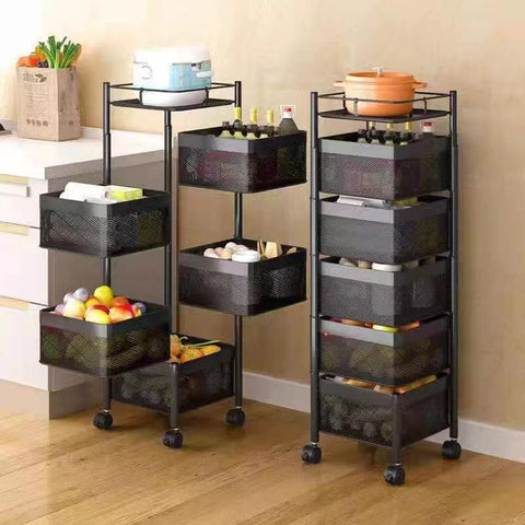 Square freestanding rotating storage shelf